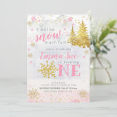 Winter Pink Snowflake Sneeuwvlok Veel plezier met  Kaart (Staand voorkant)