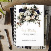 Winter pioenen elegant gouden script bruiloft planner