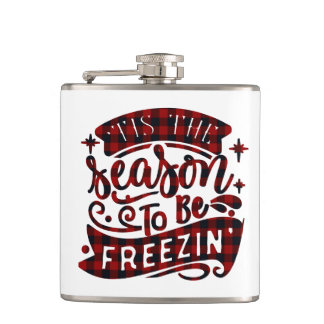 Winter Plaid Dit is het seizoen om Freezin Funny t Heupfles