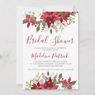 Winter Poinsettia Bloemen Vrijgezellenfeest Kaart