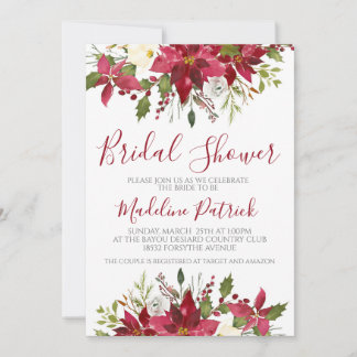 Winter Poinsettia Bloemen Vrijgezellenfeest Kaart