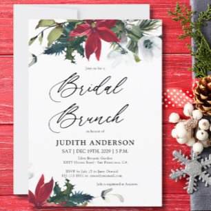 Winter Poinsettia Bruids Brunch Uitnodiging