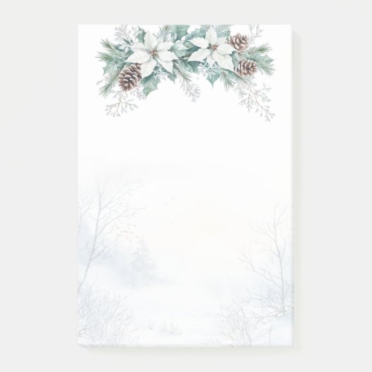 Winter Poinsettia Pine Cones Kerstmis Post-it® Notes (Voorkant)