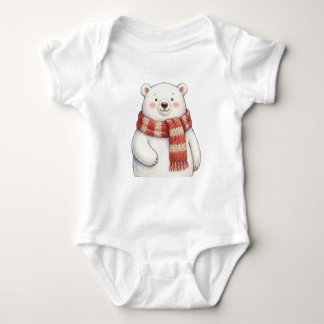 Winter Polar Bear Baby Bodysuit – Cozy Scarf Bear 
