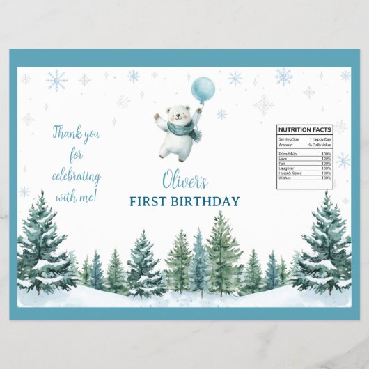 Winter Polar Beer 1e Verjaardag Chip Bag Wrapper Flyer (Voorkant)