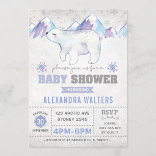 Winter Polar Beer Baby shower Uitnodiging Snowflak