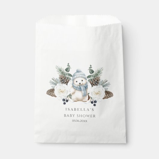 Winter Polar Beer Boy Baby shower Bedankzakje (Voorkant)