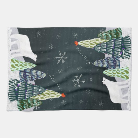 Winter Polar Beer en Kardinale Keuken Theedoek (Horizontaal)