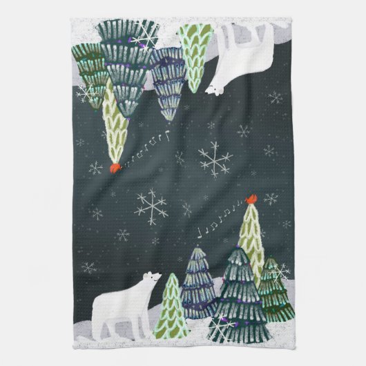 Winter Polar Beer en Kardinale Keuken Theedoek (Verticaal)