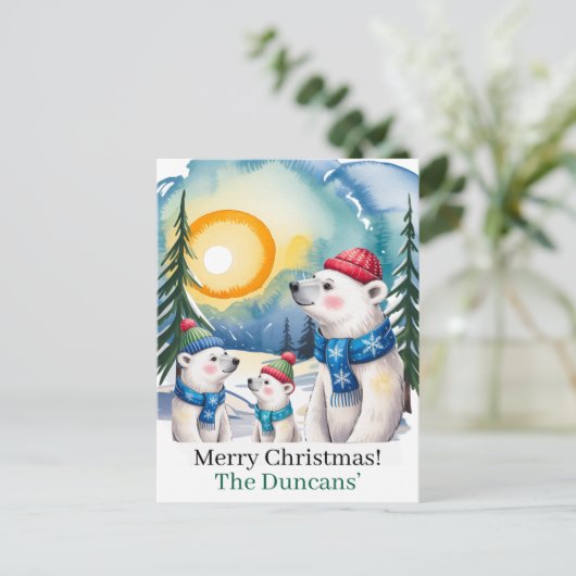 Winter Polar Beer Familie Kerst Briefkaart (Staand voorkant)