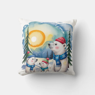 Winter Polar Beer Familie Kerst Kussen