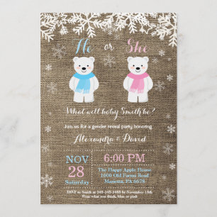 Winter Polar Beer Gender Reveal Invitation Kaart