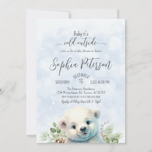 Winter Polar Beer Koud Buiten Blauw Baby shower Kaart