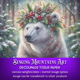 Winter Polar Beer met Holly Crown Decoupage Tissuepapier