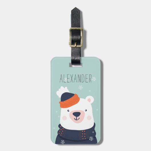 Winter Polar Beer Personalized Bag Label | Munt Bagagelabel (Voorkant verticaal)