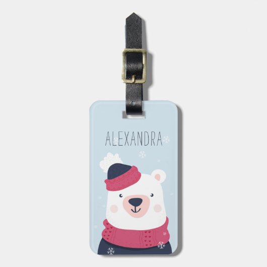Winter Polar Beer Personalized Bag Label | Sky Bagagelabel (Voorkant verticaal)
