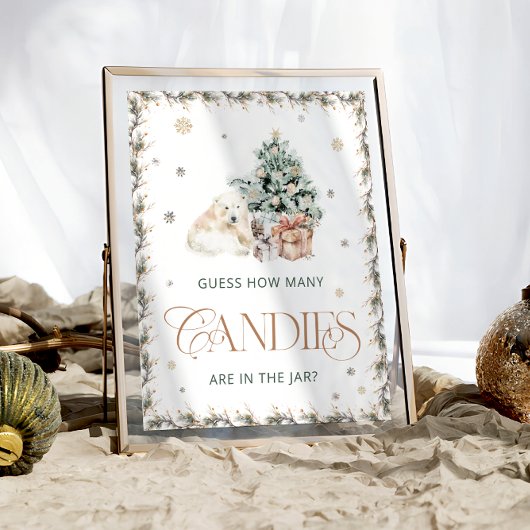 Winter Polar Beer Raad eens hoeveel Snoepjes Poster