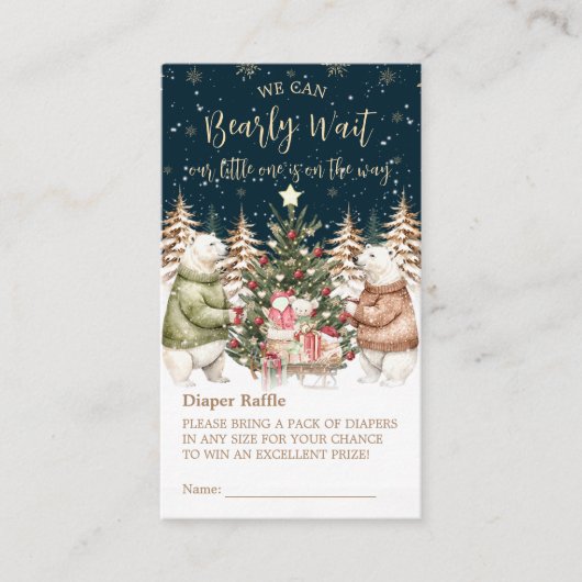 Winter Polar Beer Snowflake Baby shower Informatiekaartje (Voorkant)