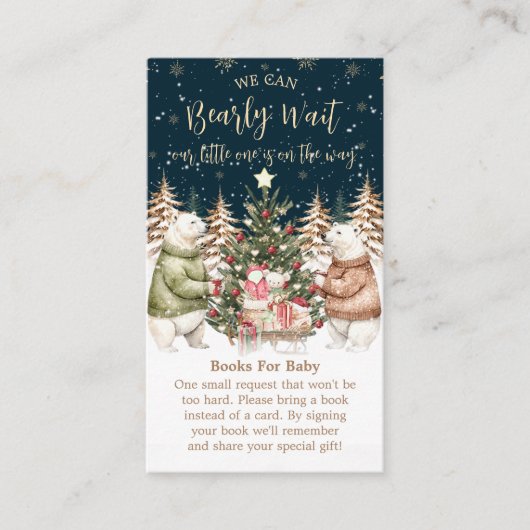 Winter Polar Beer Snowflake Baby shower Informatiekaartje (Voorkant)