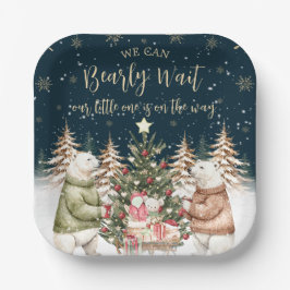 Winter Polar Beer Snowflake Baby shower Papieren Bordje