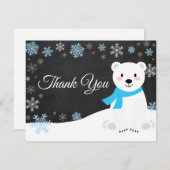 Winter Polar Beer Snowflake Blue Hartelijk dank Bedankkaart (Voorkant / Achterkant)