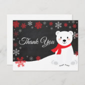 Winter Polar Beer Snowflake Red Dank je wel Bedankkaart (Voorkant / Achterkant)