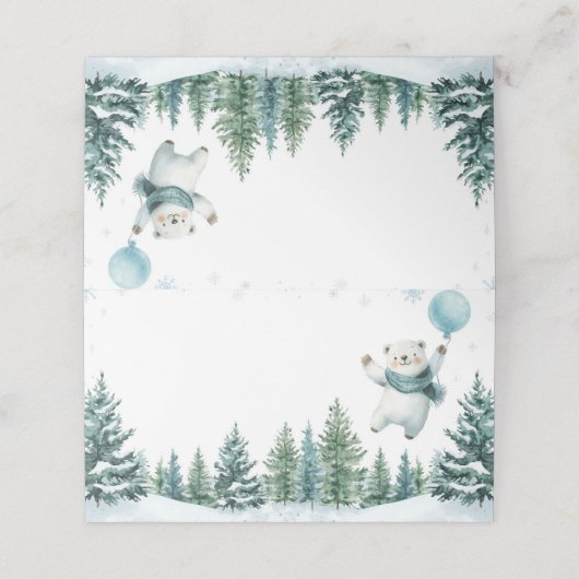 Winter Polar Beer Verjaardag Food Place Card (Buitenkant ongevouwen)