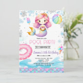 Winter pool mermaid party invitation (Debout devant)