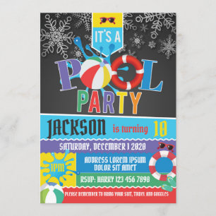 Winter Pool Party Birthday Invitation Kaart
