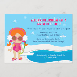 Winter Pool Party Invite Kaart