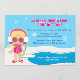 Winter Pool Party Invite Kaart