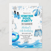 Winter pool party theme invitation (Devant / Derrière)