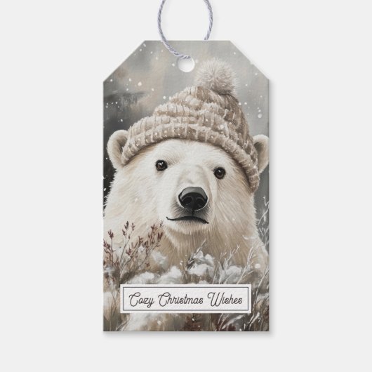 Winter Poolbeer Kerstmis Cadeaulabel (Voorkant)