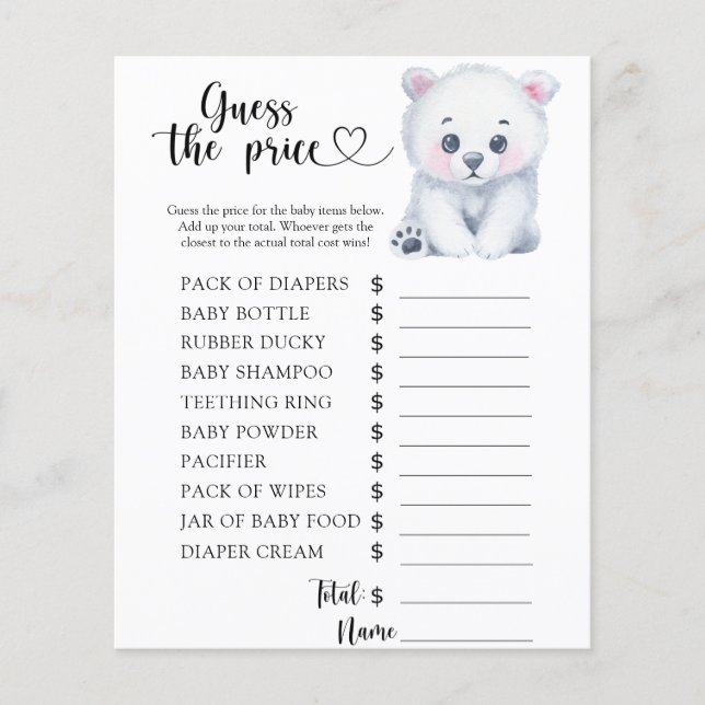 Winter poolbeer teddybeer - Raad de prijs! Spel (Voorkant)