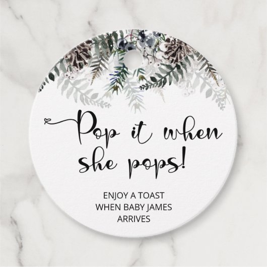 Winter Pop als ze baby shower pop Bedankjes Labels (Voorkant)