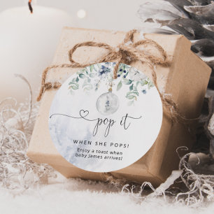 Winter Pop het als ze barst baby shower Favor Tag Bedankjes Labels