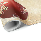 Winter Prettig Kerstfeest Dennengewassen Rode Glas Cadeaupapier (Rol Hoek)