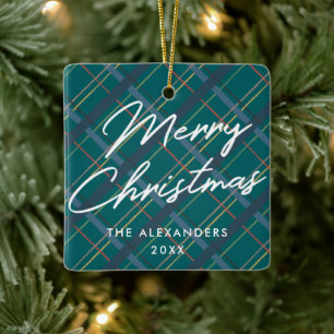 Winter Pset Merry kerstversiering - groen Keramisch Ornament