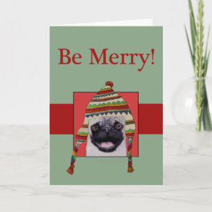 Winter Pug Dog Christmas Kaart