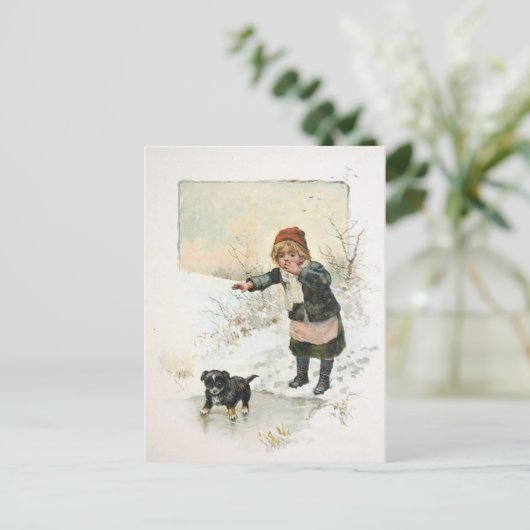 Winter Puppy op Thin Ice Briefkaart (Staand voorkant)