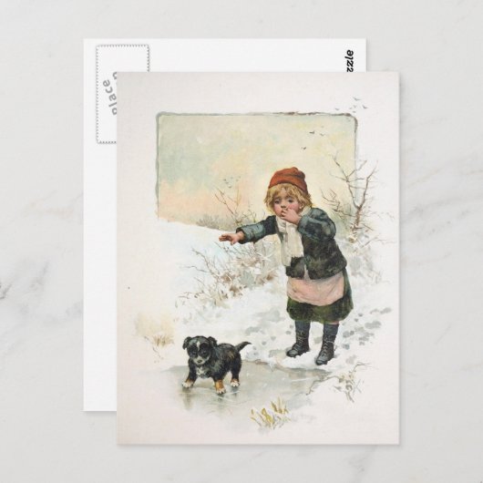 Winter Puppy op Thin Ice Briefkaart (Voorkant / Achterkant)