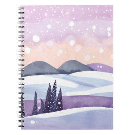 Winter Purple Hills Watercolor Painting Notitieboek
