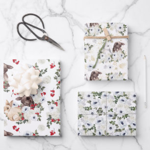 Winter Rabbit Floral   Chinees Nieuwjaar Inpakpapier Vel