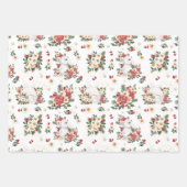 Winter Rabbit Floral | Nieuw jaar China Inpakpapier Vel (Voorkant)
