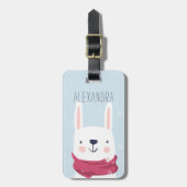 Winter Rabbit Personalized Bag Label | Sky Bagagelabel (Voorkant verticaal)