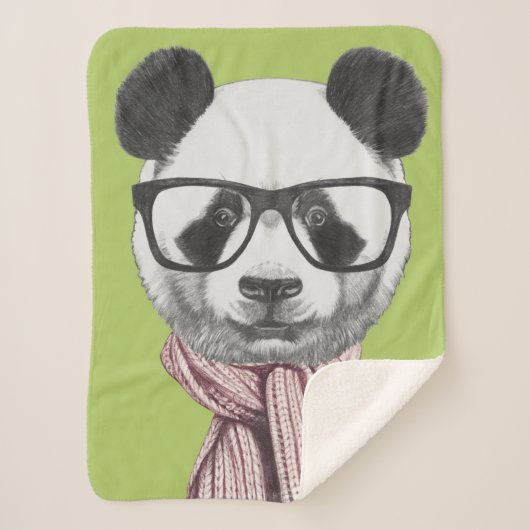 Winter Ready Panda Beer Sherpa Deken (Voorkant)