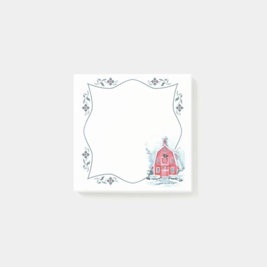 Winter Red Barn Post-it Notes (Voorkant)