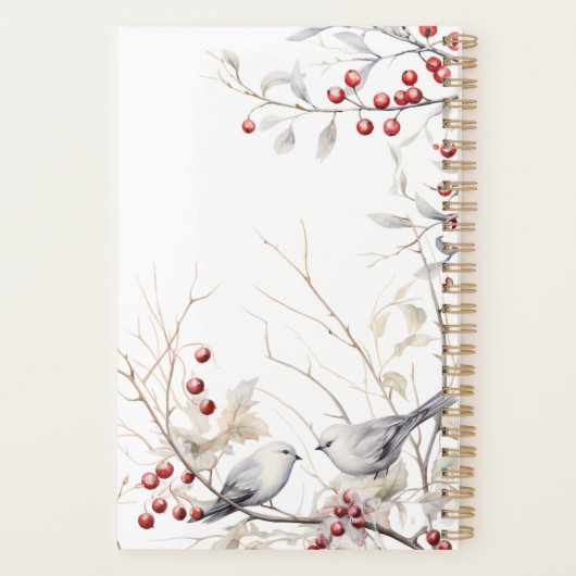 Winter Red Berries Vogels Planner (Achterkant)