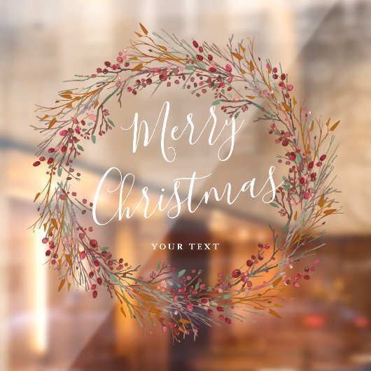 Winter Red Berry Wreath Merry Kerstmis Raamsticker (Vel 2)