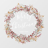 Winter Red Berry Wreath Merry Kerstmis Raamsticker (Vel)
